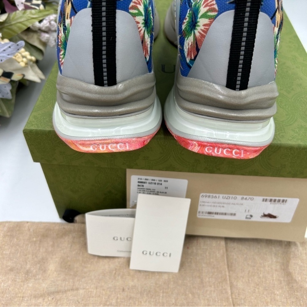 Men’s Gucci blue floral run low top sneaker size 11 made in Italy - Picture 8 of 9